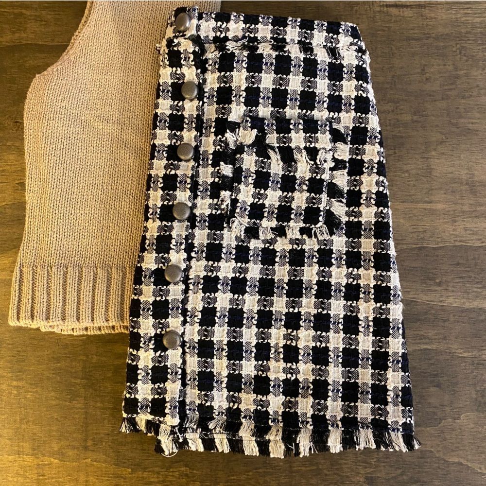 Carolina Belle Black and White Plaid Skirt